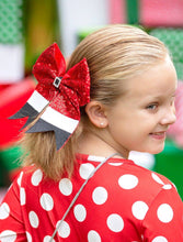 Load image into Gallery viewer, Santa Claus Sequin Cheer Bow $10.00