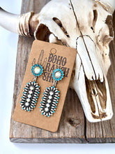 Load image into Gallery viewer, Western Style Statement with Stone Post Drop Earrings