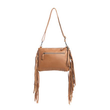 Load image into Gallery viewer, #22 Lizzy's Boutique Mescalaro Hill Leather &amp; Hair on Bag in Warm Caramel $51.99