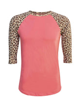 Load image into Gallery viewer, Cheetah Animal Print Coral Top with Transfer $26.99