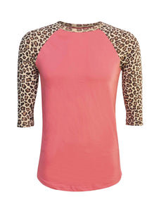 Cheetah Animal Print Coral Top with Transfer $26.99