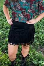 Load image into Gallery viewer, FORT WORTH FRINGE SKIRT BLACK - $45.90