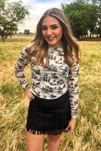Load image into Gallery viewer, FORT WORTH FRINGE SKIRT BLACK - $45.90